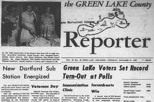 Front page of the Green Lake County Reporter