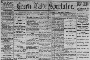 Front page of the Green Lake Spectator