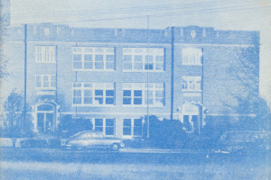 front of yearbook showing high school